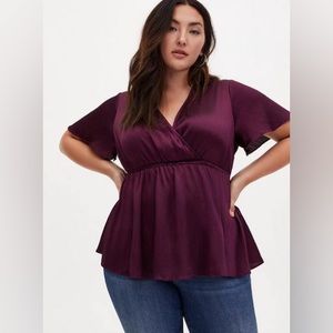 Torrid Lily Babydoll Shiny Gauze Surplice Top
